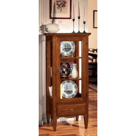 2467  Raw or finished wooden 1 door and 1 drawer showcase, finishes to customer choice