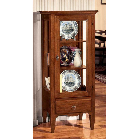 2467  Raw or finished wooden 1 door and 1 drawer showcase, finishes to customer choice