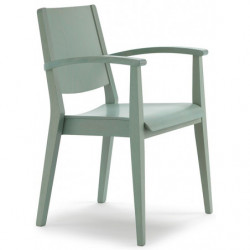 C587L  Raw or finished beech wood stackable armchair, finishing to choice