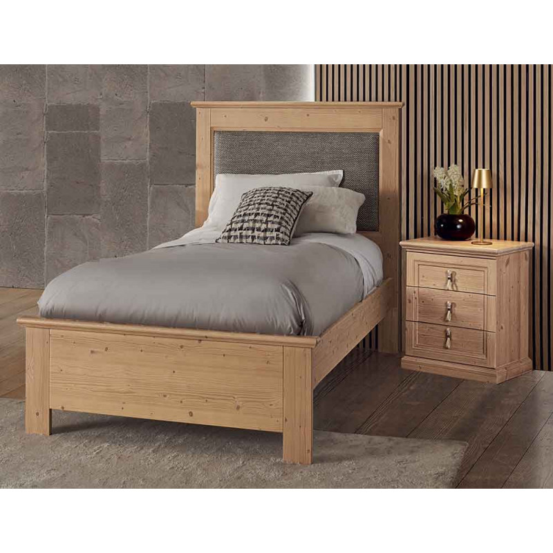 2487  Letto singolo 1 piazza o 1 piazza e mezza in legno grezzo o finito, finiture a scelta cliente