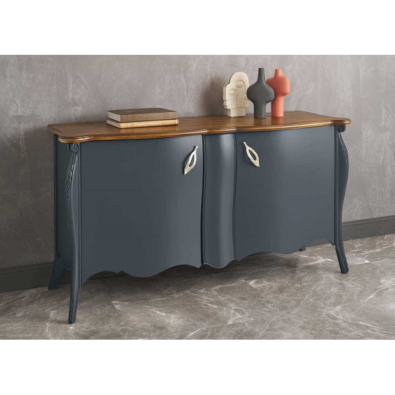2504  Raw or finished wooden sideboard with central extractable cart, finishes to customer choice