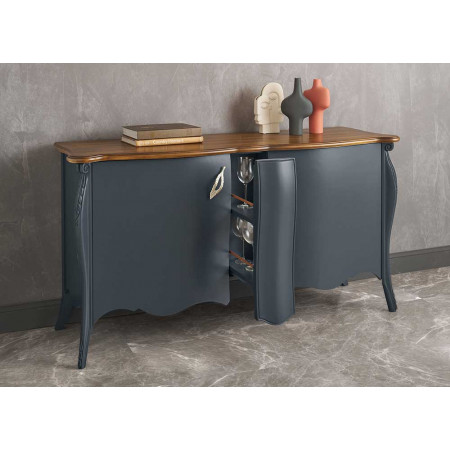 2504  Raw or finished wooden sideboard with central extractable cart, finishes to customer choice