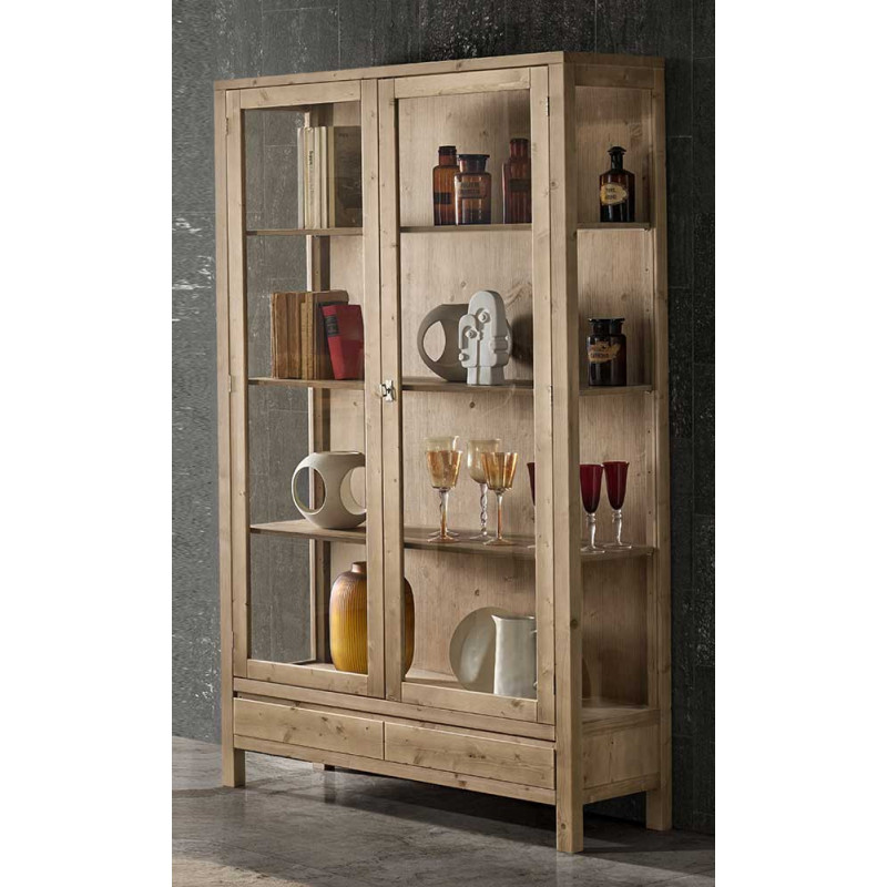 2516  Vetrina 2 porte in legno grezzo o finito, finiture a scelta cliente