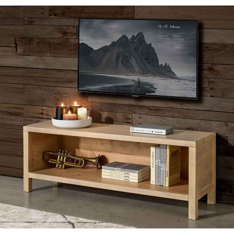 2557  Raw or finished wooden open TV stand, finishes to customer choice