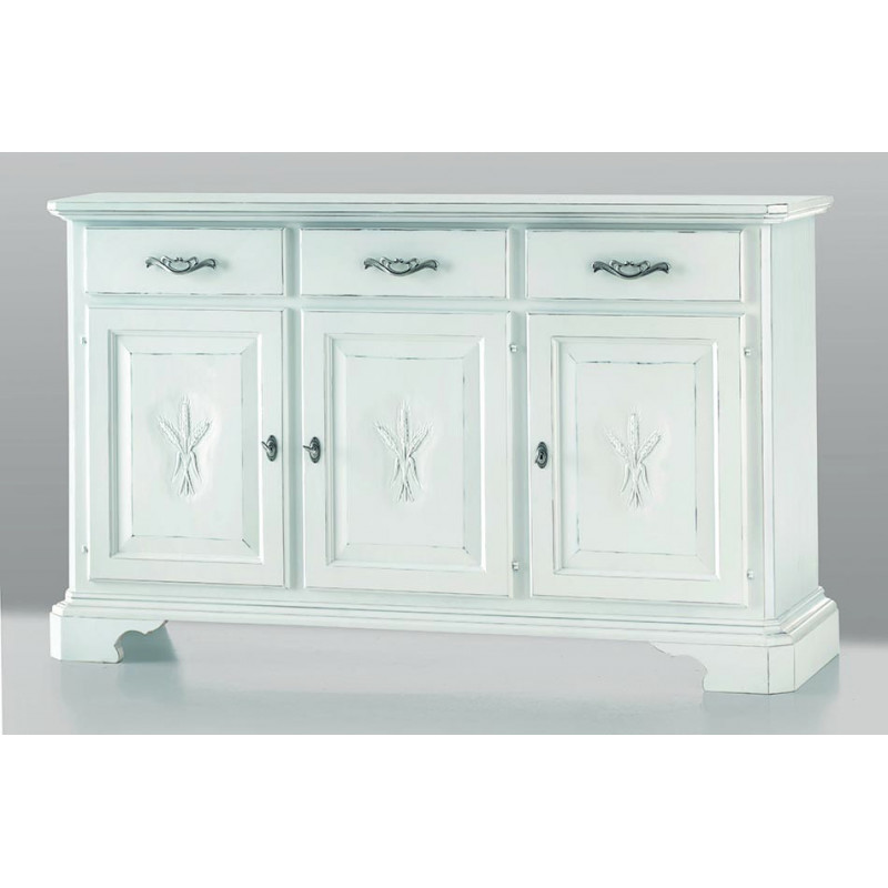 2567  Raw or finished wooden 3 doors sideboard, finishes to customer choice