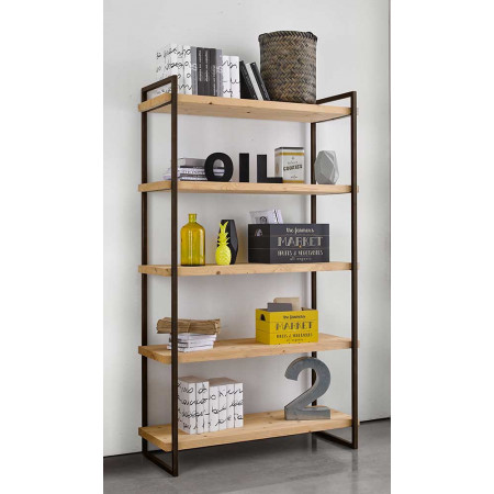 2571  Open bookcase-shelving 5 shelves, black metal structure