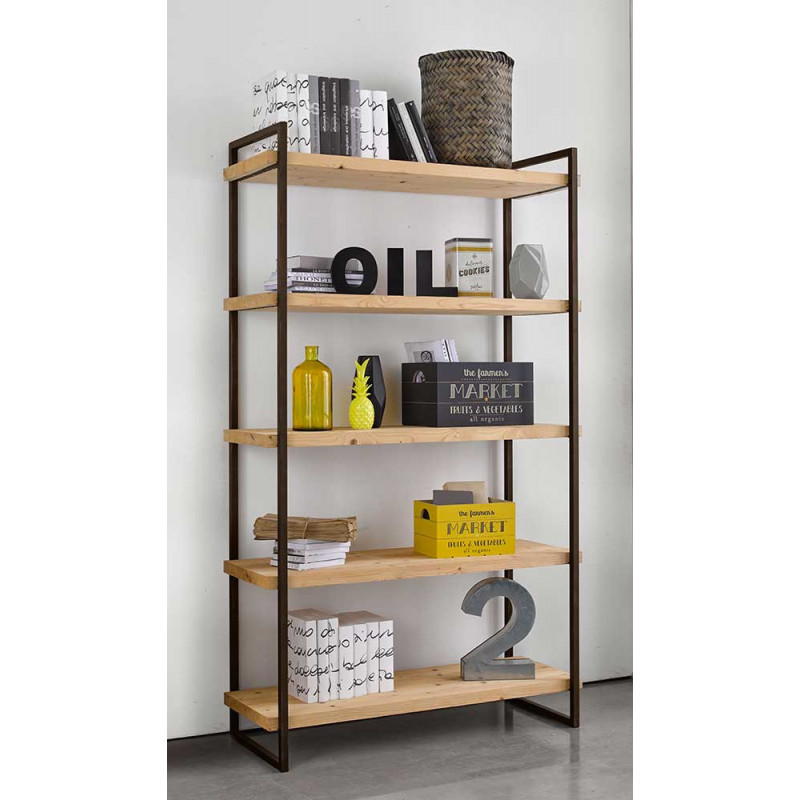 2571  Open bookcase-shelving 5 shelves, black metal structure