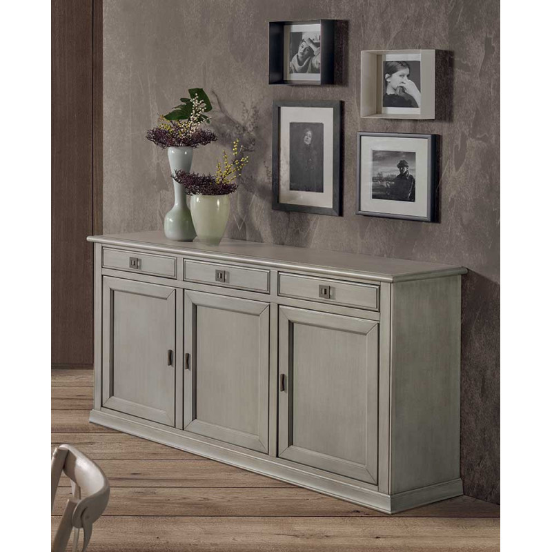 2576  Mobile credenza 3 porte in legno grezzo o finito, finiture a scelta cliente