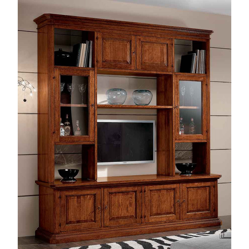 2577  Raw or finished solid wood 8 doors showcase-bookcase, finishes to customer choice