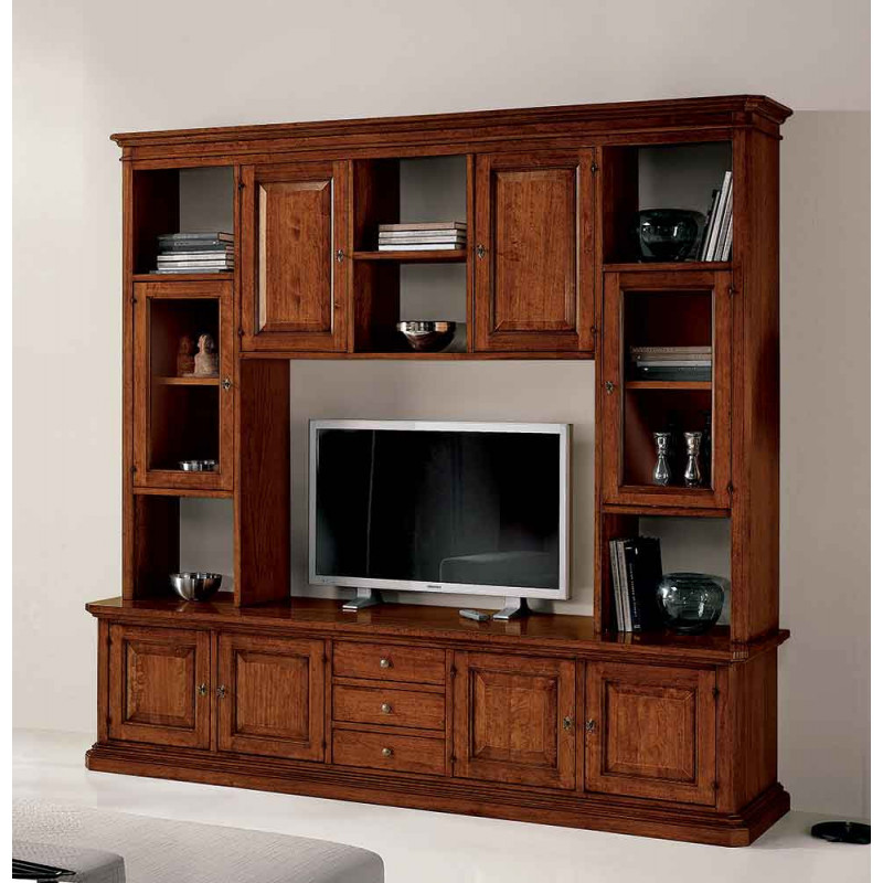 2578  Raw or finished solid wood 8 doors showcase-bookcase, finishes to customer choice