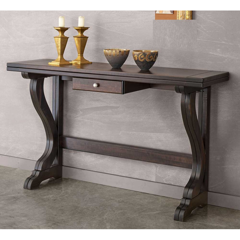 2584  Raw or finished wooden 1 drawer wall console-table, finishes to customer choice