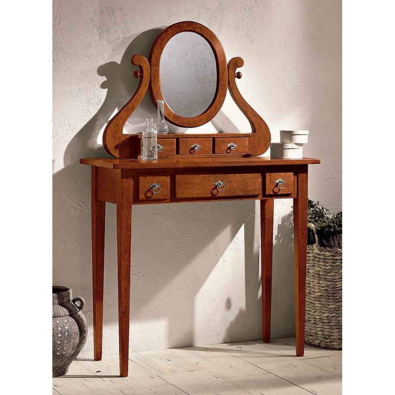 2586  Consolle con specchiera in legno grezzo o finito, finiture a scelta cliente