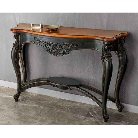 2588  Raw or finished wooden 1 drawer inlaid wall console, finishes to customer choice