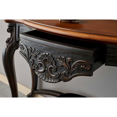 2588  Raw or finished wooden 1 drawer inlaid wall console, finishes to customer choice