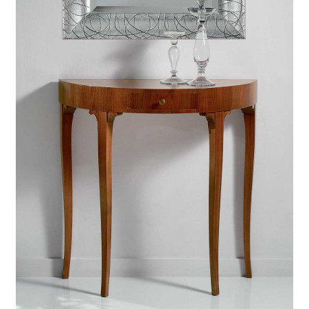 2590  Raw or finished walnut inlaid 1 drawer wall console, finishes to customer choice