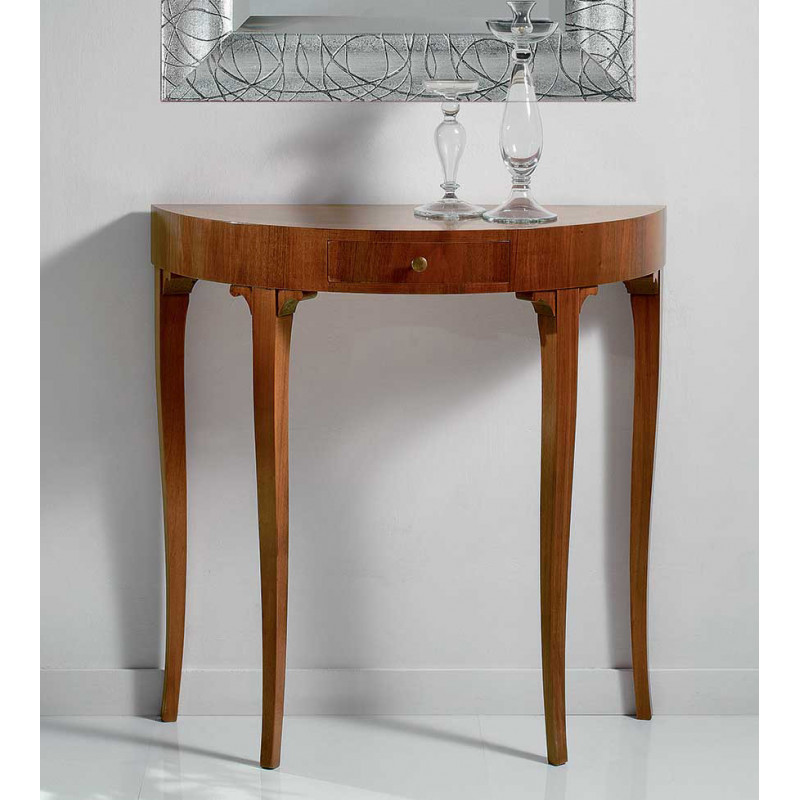 2590  Raw or finished walnut inlaid 1 drawer wall console, finishes to customer choice