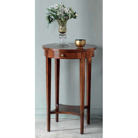 2592  Raw or finished walnut inlaid round smal table, finishes to customer choice