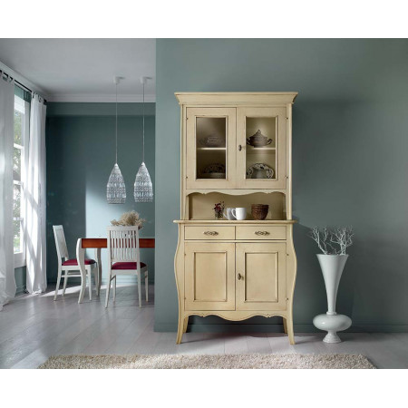 2506  Credenza base 2 porte completa di alzata in legno grezzo o finito, finiture a scelta cliente