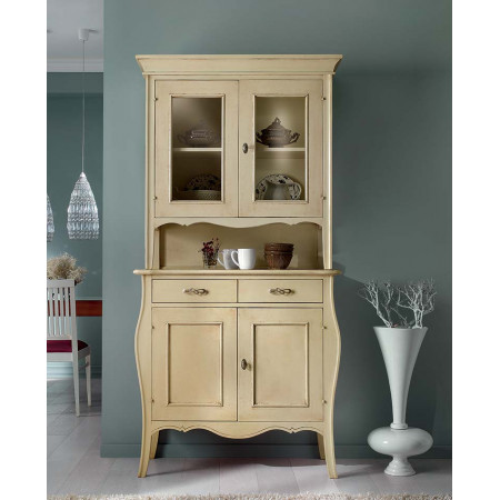 2506  Raw or finished wooden 2 doors base-sideboard with showcase, finishes to customer choice