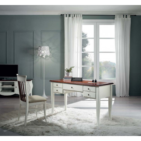 2554  Raw or finished wooden 5 drawers writing desk, finishes to customer choice