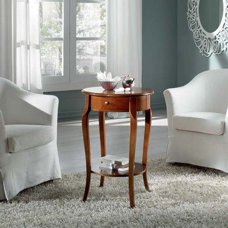 2593  Raw or finished cherry wood round smal table, finishes to customer choice