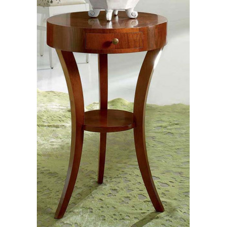 2594  Raw or finished walnut inlaid round smal table, finishes to customer choice