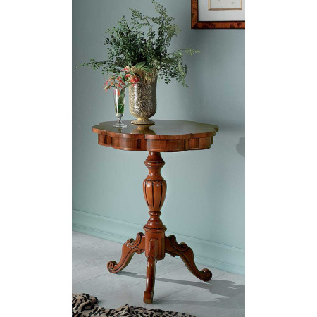 2595  Raw or finished walnut inlaid round smal table, finishes to customer choice