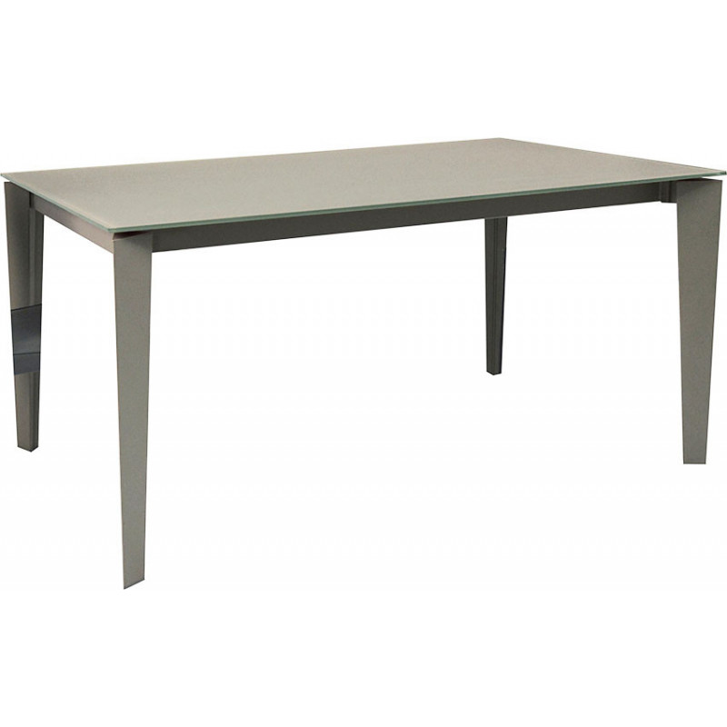 2197 Extending table with metal base and antiqued melamine oak wood top