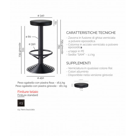 492/A  Metal stool frame, upholstered fixed or swivel seat
