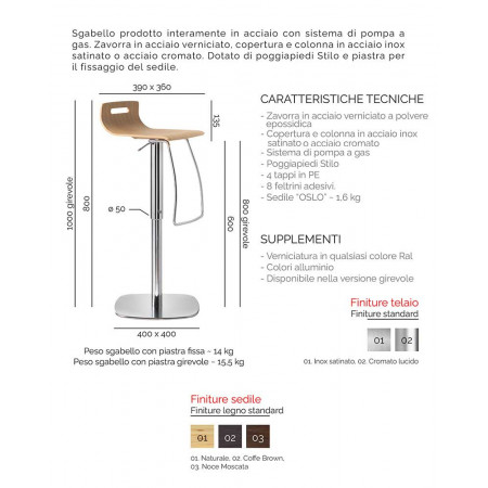 519  Chromed steel stool, swivel seat, gas lift adiustable height