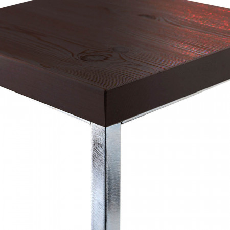 723  Chromed or black varnished steel stool, leatherette, pine wood, or HPL seat