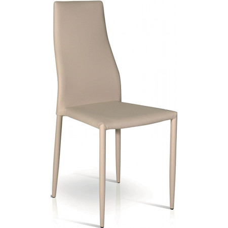 910  Sedia impilabile in acciaio verniciato tappezzata ecopelle beige o grigia