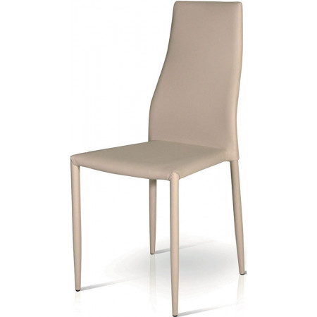 910  Sedia impilabile in acciaio verniciato tappezzata ecopelle beige o grigia