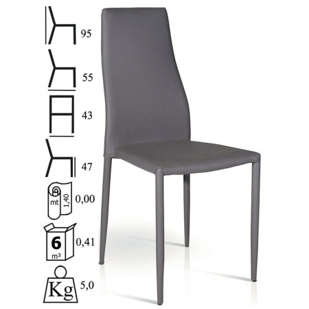 910  Sedia impilabile in acciaio verniciato tappezzata ecopelle beige o grigia