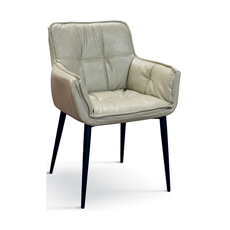 961  Poltroncina in metallo tappezzata ecopelle grigia o beige