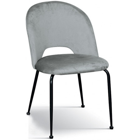 969  Metal chair frame, beige or grey velvet upholstered seat