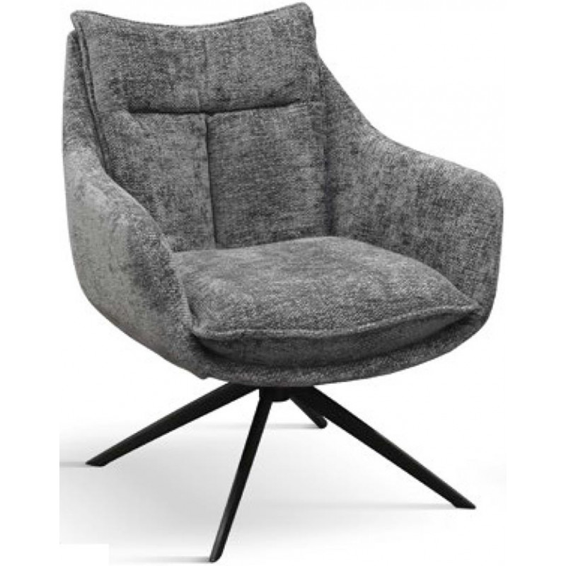 976  Metal armchair frame, grey or black fabric upholstered seat