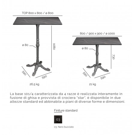271 Base tavolo in ghisa, piano a scelta cliente