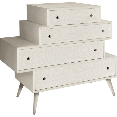 2171 Mobile cassettiera in abete spazzolato bianco, naturale, o bicolore