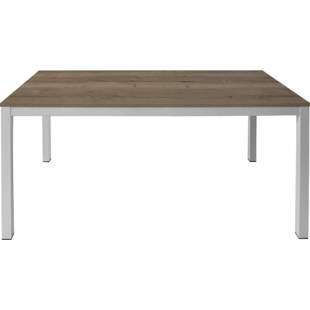 2196 Tavolo allungabile con base in metallo e piano rovere