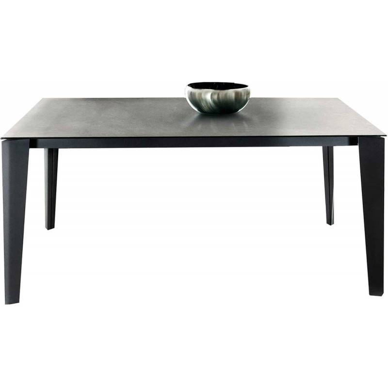 2197 Extending table with metal base and grey tempered glass top
