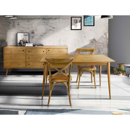 2198 Brushed fir wood extending table , white, natural, or two tone finished