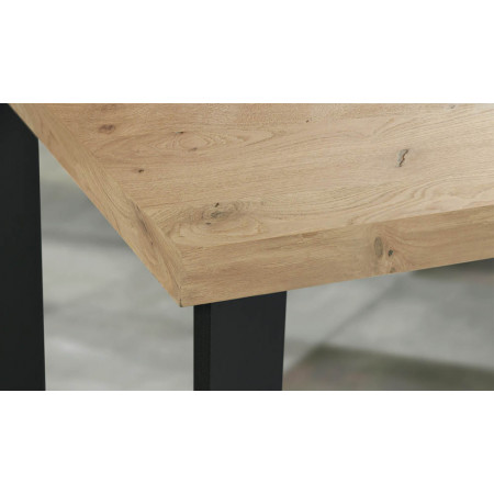 2202  Metal table base and durmast wood veneered fixed top