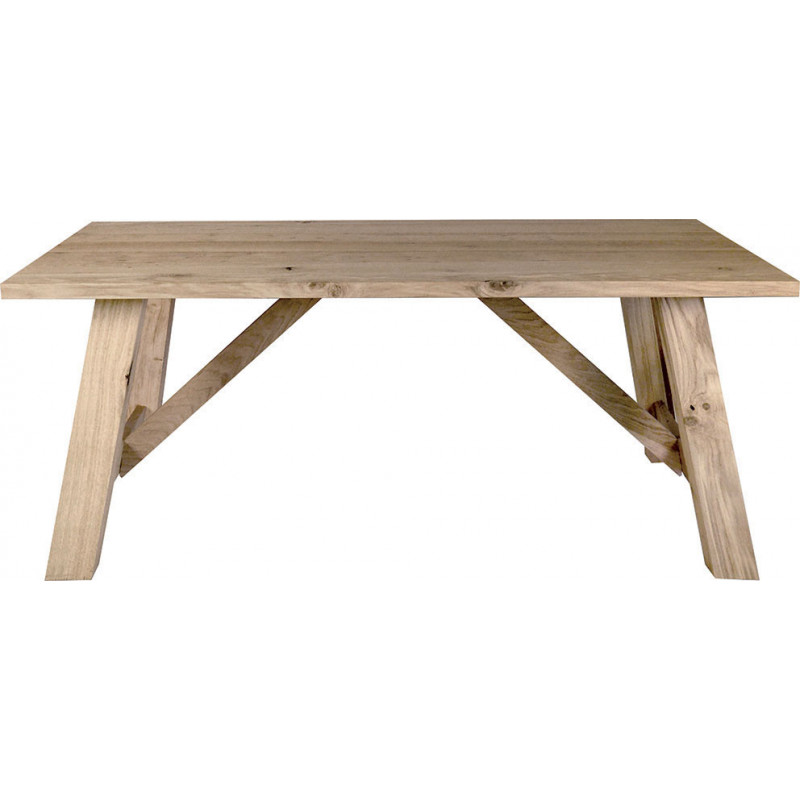 2206  Durmast wood table veneered fixed top