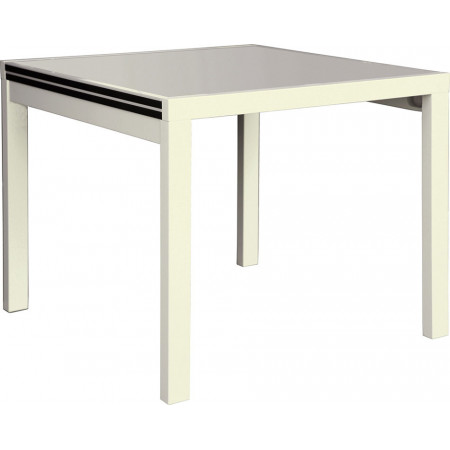 2219  Tavolo con piani a scorrimento interno laccati bianco o antracite lucido