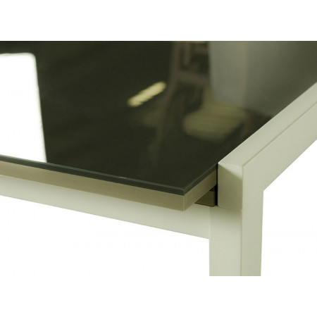 2219 Extending table, white or charcoal grey sliding shiny tops