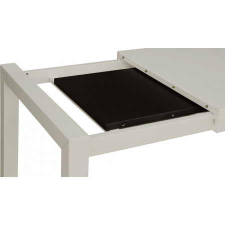 2220  Tavolo allungabile con piani a scorrimento interno in vetro bianco satinato
