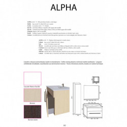 Alpha bathroom cm 60 - 75 - 90, 3 colours availables