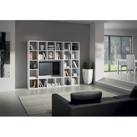 2254  White ash wood melamine veneered bookcase-TV stand