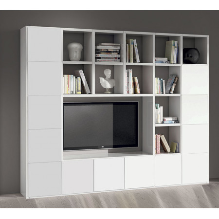 2254  White ash wood melamine veneered bookcase-TV stand